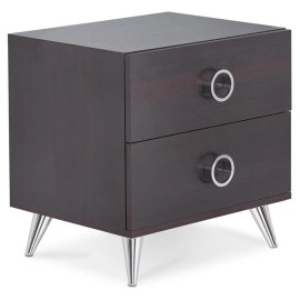Bowery Hill Wood 2-Drawer Nightstand with Ring Pull Handles in Espresso