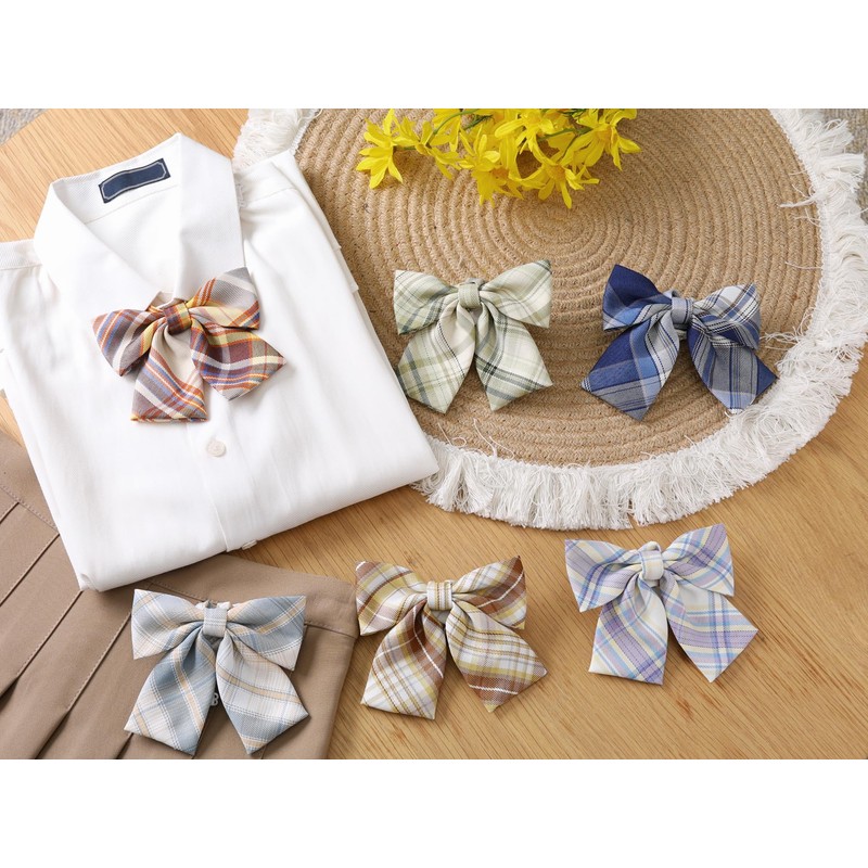 [Elerevyo] Plaid Uniform Pre-tied Knot Cute Colorful Bow Tie for