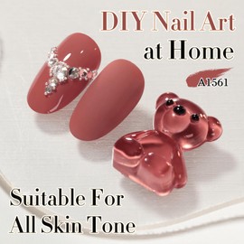 Double Rhythm 0.50 OZ Gel Polish Hema Free Same Color Same Bottle Golden Round Translucent Neutral Natural Milky 15 ML Jelly UV Polish Art DIY at Home (Brown Red-C1561)