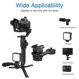 Triple Hot Shoe Adapter, 1/4 Inch Screw Adapter, 3 in 1 Adapter Triple Cold Shoe Mount Plate for Microphone LED Video Light Holder Stand for Zhiyun Smooth 4, OSMO Mobile 3 2, Feiyu Vimble 2