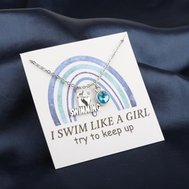 Swimming Necklace Swimming Lover Gifts Swim Like A Girl Swim Team Gift Swim Coach Necklace Swimming Girl Gift (Swimming N CA)