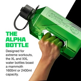 Alpha Designs | XXL Gym Water Bottle 2L | 2.4 Litre / 2400ml Large Jug | BPA Free & Leakproof Keg | Green