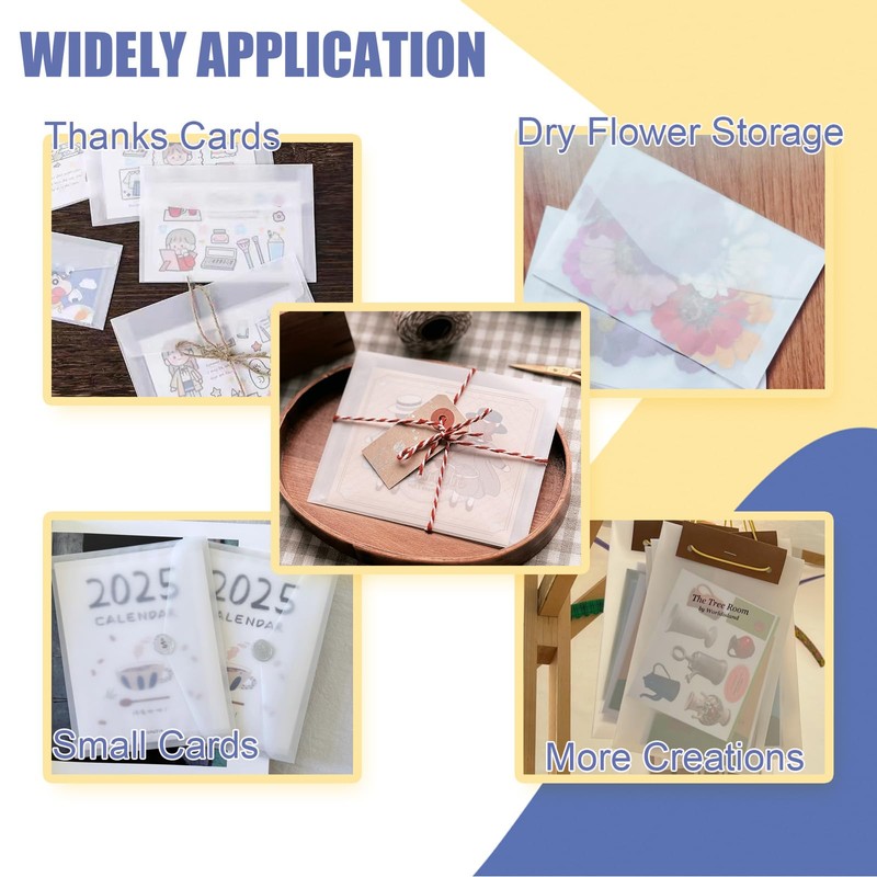 200 PCS Glassine Envelopes, 4.3 × 3.2 Inches Translucent Vellum
