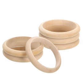 sourcing map Wooden Bangle Bracelet, 6Pcs 80mm - Log Retro Macrame Rings, Unfinished Smooth Wood Circle, Wooden Rings for Crafts, Jewelry, DIY Making, Home Decor