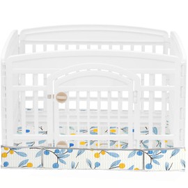 Dog Playpen Bottom Pad Fits for 36 Inch 4 Panels Exercise Pet Playpen, Dog Crate Pad Puppy, Hoop and Loop Design (Note: Playpen Not Included). (White Leaves)