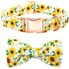 Bobo Rainbow Spring Dog Collar - Sunflower Dog Collar Bows for Dogs Bowtie Pet Collar Adjustable Dog Collar Girl Dog Collar for X-Large Dogs