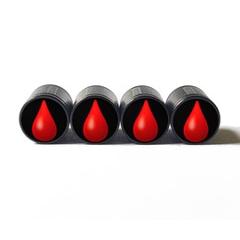BGM Red Blood Drop Emoji Tire Valve Stem Caps - Aluminum - Set of Four