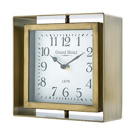 NIKKY HOME Rotating Table Clock, Non-Ticking Silent Battery Operated Decorative Mantel Desk Shelf Metal Clock for Home, Office, Living Room, Bed Room - Gold