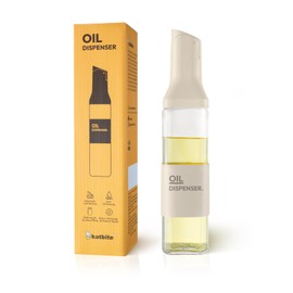 katbite 16oz Glass Olive Oil Dispenser Bottle for Kitchen Cooking - Leakproof Kitchen Essential with Precise Pouring Spout for Salad, Air Fryer, BBQ, Non-Stick Pans, Easy Refill and Use, Light Grey