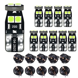 10 piezas bombillas LED de repuesto de 12V azul hielo T10 W5W 158 168 194 2825 para luz del tablero de instrumentos del clúster para panel del tablero medidor indicador con socket cruz PC168