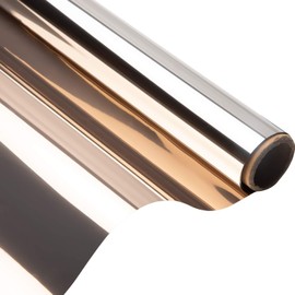 One-Way Privacy Window Film, Daytime Window Film, Sun Protection and UV Protection Non-Adhesive Privacy Film, Reflective Window Film for Home and Office（Brown Silver）