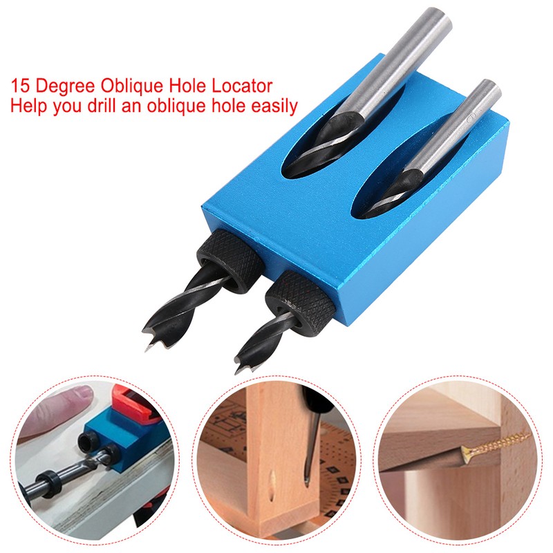 14pcs/set 15 Degree Hole Angle Drilling Locator Aluminium Woodworkers Guide