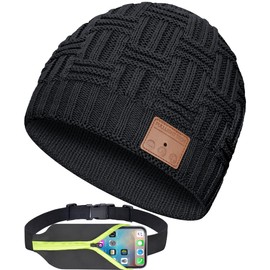 Bluetooth Beanie,Wireless Beanie Headphones Hat Unique Christmas Tech Gifts for Men Women Teen Boys Girls Stocking Stuffers Black