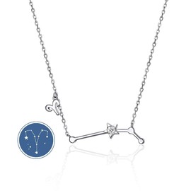 CRYSLOVE Necklace Zodiac Sign Cubic Zirconia Constellations 12 Horoscope Astrology Pendant Chain Clear Jewellery for Women Girls, Crystal, Cubic Zirconia