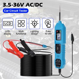 Power Circuit Probe Tester, 3.5-36V DC Car Power Tester Tester Digital Display Short Circuit Finder Auto Electrical Circuit Tester Car Fuse Tester with LED Light, Long Test Lead, Overload Protection