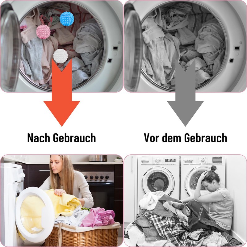 Pack of 9 Dryer Balls, Washing Balls, Reusable Dryer Ball