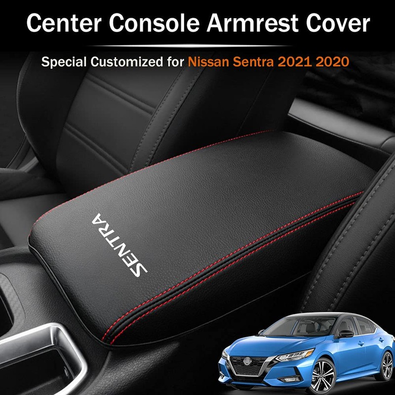LEXLEY Armrest Box Cover Center Console Pad Waterproof Anti-Scratch Leather