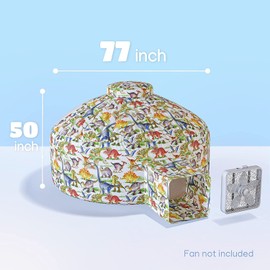 Skywin Inflatable Air Tent for Kids (77” x 50”), Perfect for Social or Solo Imaginative Play, Blow Up Tent, Sets Up and Stores Away in Seconds, Toddler Playhouse (Fan NOT Included) (Dino)