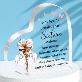 HULALA Sister Gifts From Sister,Sister Acrylic Heart Plaque Gifts,Sister Birthday Gifts,Gifts For Sister,Big Sister Gifts,Sister Gifts For Women Girls,Sister Presents,Sister Christmas Gifts