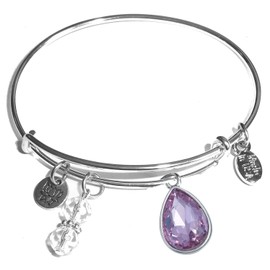 Hidden Hollow Beads Message Charm (84 Options) Expandable Wire Bangle Women's Bracelet, in The Popular Style, Comes in A Gift Box! (Birthstone June)