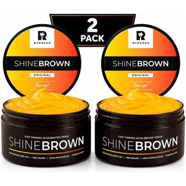 BYROKKO Shine Brown Tanning Accelerator 2x 210 ml, Fast Bronzing Sun Cream Effective in Sunbeds & Outdoor Sun for Deep Natural Tan, Long-Lasting Hydrating Formula with Natural Oils