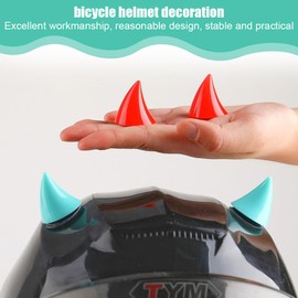 Motorcycle Helmet Horns, 2 Pairs Motorcycle Helmet Corner Horn Decoration Accessories Elastic Suction Bowl Soft Horn Decoration Head Cover, Red + Sky Blue