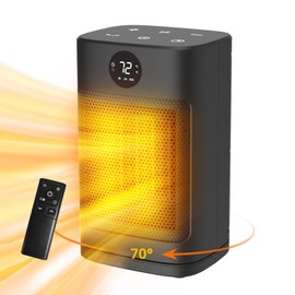 WEWARM Space Heater, 1500W Portable Heaters for Indoor Use with Remote, PTC Ceramic Electric Heater for Office with Thermostat, 70°Oscillation, 12H Timer, Safety Heater for Room Home, Bedroom