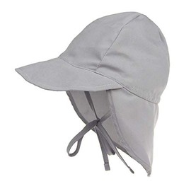 LACOFIA Baby Sun Protection Beach Hat Toddler Super Soft Adjustable Flap Cap Kids Summer Visor Cap Grey 6-18 Months