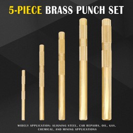 Tektall 5 Brass Drift Punch Set, Hand Tool Punches Tools for Home use 1/4-Inch 3/8-Inch 1/2-Inch 5/8-Inch 3/4-Inch 1/4'' 3/8'' 1/2'' 5/8'' 3/4'' 5 Pc. Replace 67003-MAI 045256670034