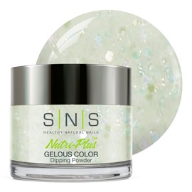SNS Nail Dip Powder, Gelous Color Dipping Powder - Austrian Edelweiss (Mint Green, Glitter) - Long-Lasting Dip Nail Color Lasts 14 Days – Low-Odor & No UV Lamp Required - 1 oz
