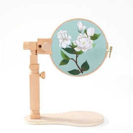 RoseFlower Cross Stitch Stand Embroidery Hoop Wooden Rotating Embroidery Stand for Table Embroidery Hoop Stand Cross Stitch Frame Adjustable Sewing Tools, DIY Craft Embroidery Sewing Tools #2