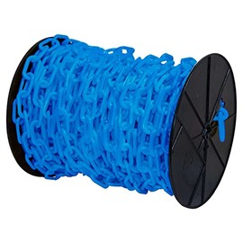 Mr. Chain Plastic Barrier Chain Reel, Sky Blue, 1.5-Inch Link Diameter, 200-Foot Length (30124)