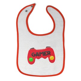 Custom Baby Bibs Burp Cloths Joystick Gamer Cotton Baby Items for Baby Girl & Boy White Orange Design Only