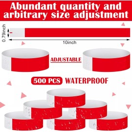 Epakh 500 Pcs Paper Wristbands Neon Wrist Bands Waterproof Hand 500 Pcs, Red