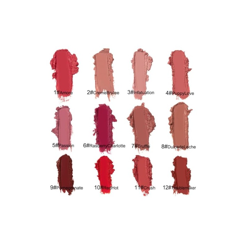Labial Crema 12 Tonos, Terciopelo Hidratante Waterproof (#3)