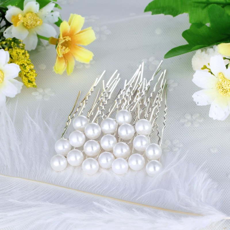 Zhenhui 20 Pcs Brass Wedding Prom Silver Plated Crystal Hair