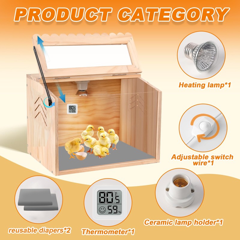 JOGEPEYO Chick Brooder Box, Small Brooder Box for Chicks, 5-8