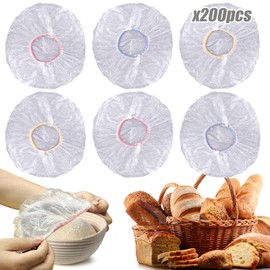 Palksky 200PCS Bowl Covers for Bread Proofing, Bread Cover for Rising, Elastic Plastic Bread Bowl Cover for Bakery Home Baking, Sourdough Bowl Basket Cover for Banneton Bread