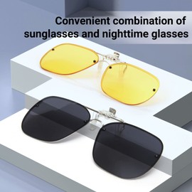 TERAISE Clip On Sunglasses Flip up HD Polarized Unisex for Outdoor/Driving UV400, 16-2pcs Black+yellow, L Size