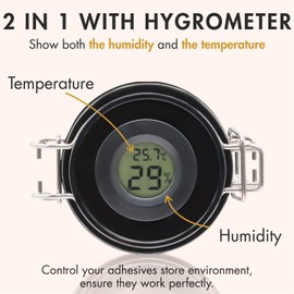 Embagol False Lash Glue Storage Tank With Thermometer Adhesive Carbon Sealed Leak-proof Containers Grafting Eyelash Extension Supplies(BLACK)