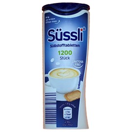 süssli suessli German Sweetener Tablets 1200pcs in Dispenser - Lactose Free Recipe - Imported from Germany