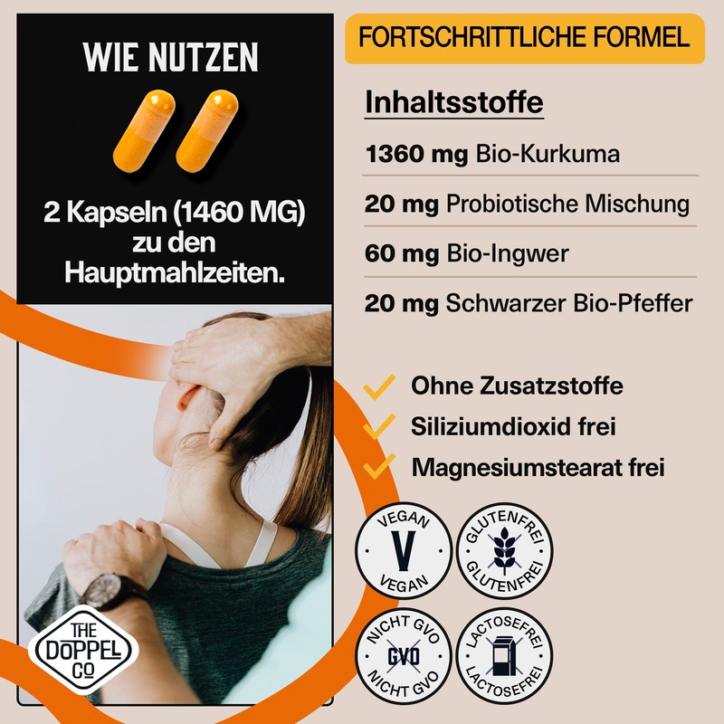 Organic Turmeric Capsules with Probiotics Ginger and Black Pepper, Maximum