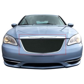 APS Compatible with 2011-2014 Chrysler 200 Upper Stainless Steel Black Mesh Grille S18-H27867R