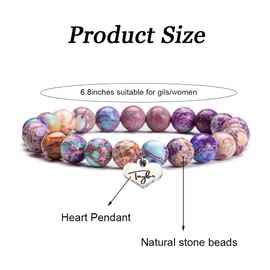 TOEECY Bracelet for Women Birthday Gift Bracelets Stress Relief Anxiety Yoga Bracelet with Birthday Cards Natural Crystal Stone Healing Bracelet for Best Friend Bracelet