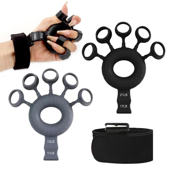 VMINOG 2 x Hand Trainer, Forearm Trainer, Finger Trainer, Grip Strength Trainer, 11-21 lb Forearm Training Device, Grip Hand Gripper Training Finger Grip for Athletes and Restoring the Hand