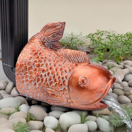 Teaeeno Fish Gutter Downspout Extension Decoration,3''x4'' Downspout Extender Diverter Splash Block Sculpture Outdoor Decor,Animal Resin Statue Ornaments, for Garden,Terrace,Lawn,Yard(Red)