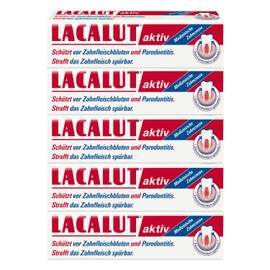 LACALUT Active Tooth Cream, 100 ml Toothpaste, Immediately Noticeable Firming and Strengthening of the Gums, Effective Dental Care & Gum Care, 5 x 100 ml