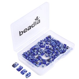 Beadia - abalorio rectangulares de piedra de jaspe imperial azul real, 5 x 2 mm, 2 agujeros, para hacer pulseras, arete, 15 pulgadas/hebra