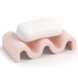 Jabonera de diatomita de secado rápido, soporte de jabón para drenaje, bandeja de esponja con patrón ondulado, para fregadero de baño, ducha, cocina, 