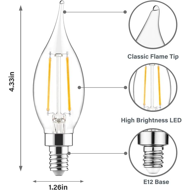Sigalux E12 LED Bulb Candelabra Base 60 watt LED Chandelier